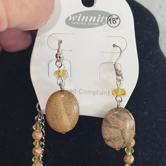 New Winnity Genuine Stone, Bead Cross 18” Neclace, Earring Set southwest Design - Picture 3 of 6